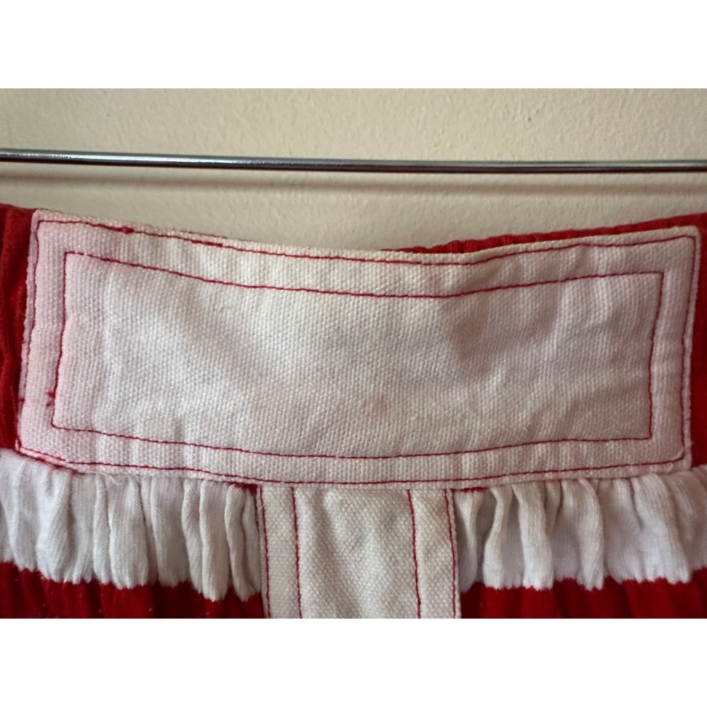Phyllis Sues Vintage Red White Striped Crinkle Pants Tropical Patch Retro Small - Picture 10 of 16